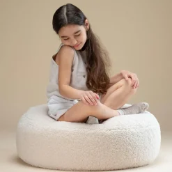 Wigiwama Pouf Ottoman Cream White molletonné
