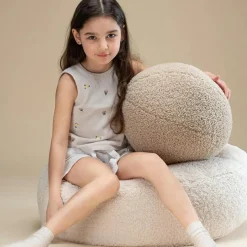 Wigiwama Pouf Ottoman Cream White molletonné