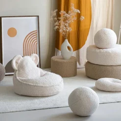 Wigiwama Pouf Ottoman Cream White molletonné