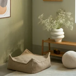 Wigiwama Pouf Ottoman Square Biscuit molletonné