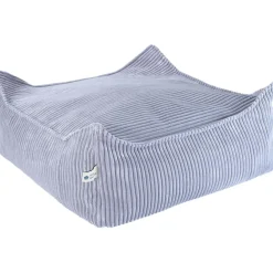 Wigiwama Pouf Ottoman Square Blueberry Blue velours côtelé