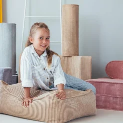 Hot Pouf Ottoman Square Brown Sugar velours côtelé Fauteuil / Pouf