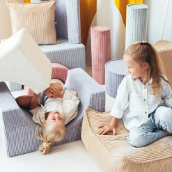 Hot Pouf Ottoman Square Brown Sugar velours côtelé Fauteuil / Pouf