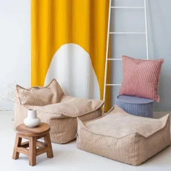 Hot Pouf Ottoman Square Brown Sugar velours côtelé Fauteuil / Pouf