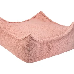 Wigiwama Pouf Ottoman Square Guava Pink molletonné