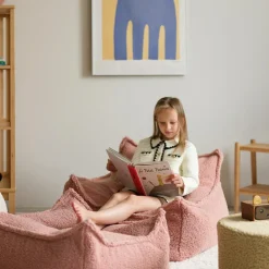 Wigiwama Pouf Ottoman Square Guava Pink molletonné