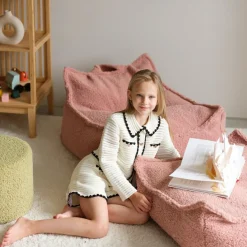 Wigiwama Pouf Ottoman Square Guava Pink molletonné