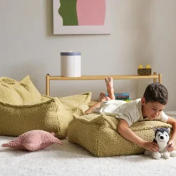 Wigiwama Pouf Ottoman Square Matcha molletonné