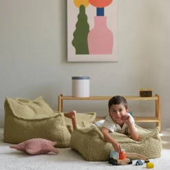 Wigiwama Pouf Ottoman Square Matcha molletonné