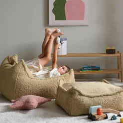 Wigiwama Pouf Ottoman Square Matcha molletonné