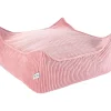 Wigiwama Pouf Ottoman Square Pink Mouse velours côtelé