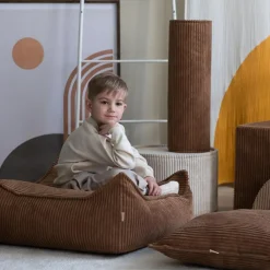 Wigiwama Pouf Ottoman Square Toffee velours côtelé