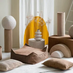 Wigiwama Pouf Ottoman Square Toffee velours côtelé