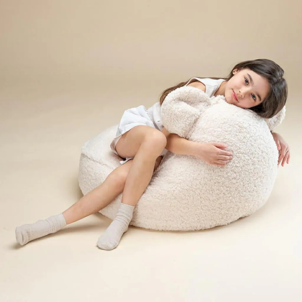 Hot Pouf ours Cream White molletonné Fauteuil / Pouf