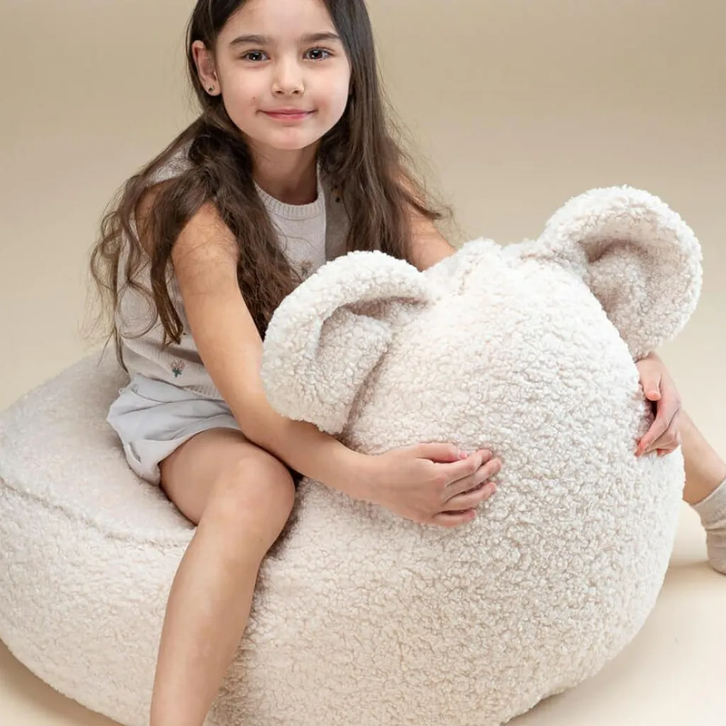 Hot Pouf ours Cream White molletonné Fauteuil / Pouf