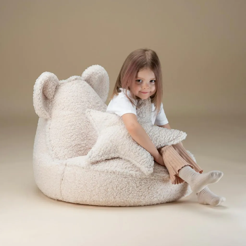 Hot Pouf ours Cream White molletonné Fauteuil / Pouf