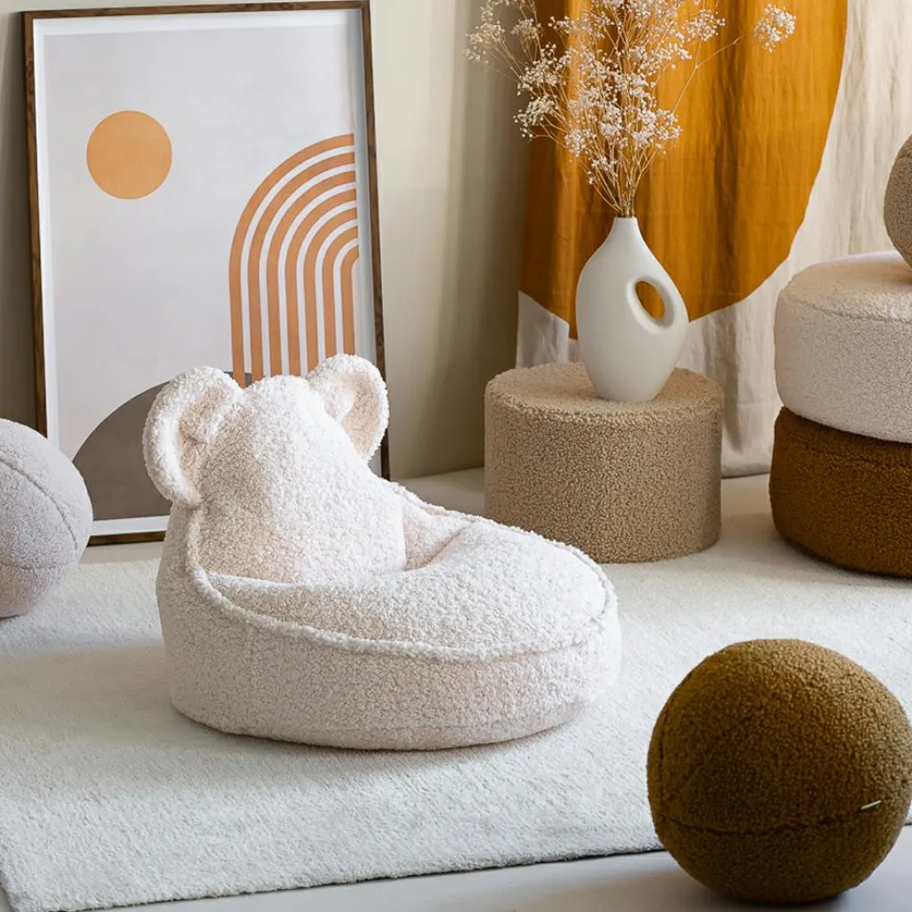 Hot Pouf ours Cream White molletonné Fauteuil / Pouf