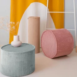 Wigiwama Pouf Peppermint Green velours côtelé