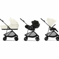 New Poussette compacte Melio Carbon Canvas White Poussette Compacte