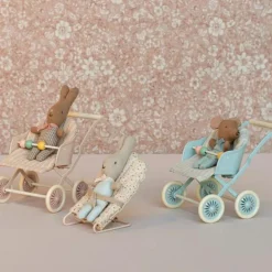 Discount Poussette double Bébés Souris bleu Figurines De Jeu