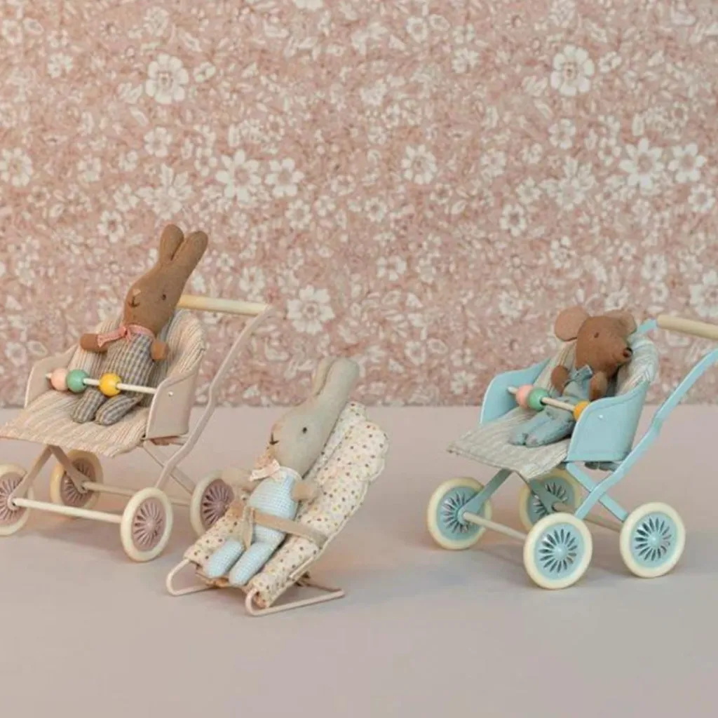 Discount Poussette double Bébés Souris bleu Figurines De Jeu