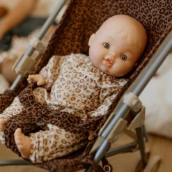 Atelier Wagram Poussette pour poupée Gaze Léopard Marron (personnalisable)