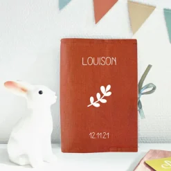 Les Griottes Protège carnet de santé en lin Terracotta (personnalisable)