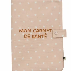 Outlet Protège carnet de santé Gaze Cœurs Beige (personnalisable) Protège Carnet De Santé