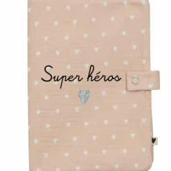 Outlet Protège carnet de santé Gaze Cœurs Beige (personnalisable) Protège Carnet De Santé