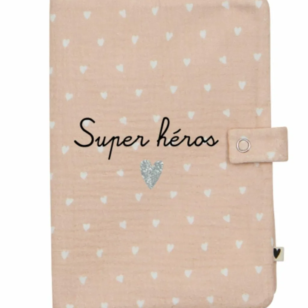 Outlet Protège carnet de santé Gaze Cœurs Beige (personnalisable) Protège Carnet De Santé