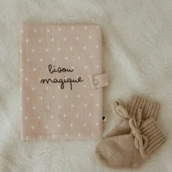 Outlet Protège carnet de santé Gaze Cœurs Beige (personnalisable) Protège Carnet De Santé