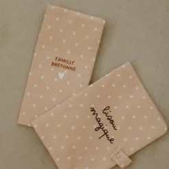 Outlet Protège carnet de santé Gaze Cœurs Beige (personnalisable) Protège Carnet De Santé