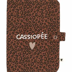 Protège carnet de santé Gaze Léopard Marron (personnalisable) Protège Carnet De Santé