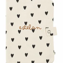 Atelier Wagram Protège carnet de santé Gaze Coeurs Ecru (personnalisable)