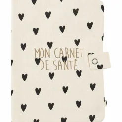 Atelier Wagram Protège carnet de santé Gaze Coeurs Ecru (personnalisable)