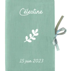 Clearance Protège carnet de santé vert d'eau (personnalisable) Protège Carnet De Santé