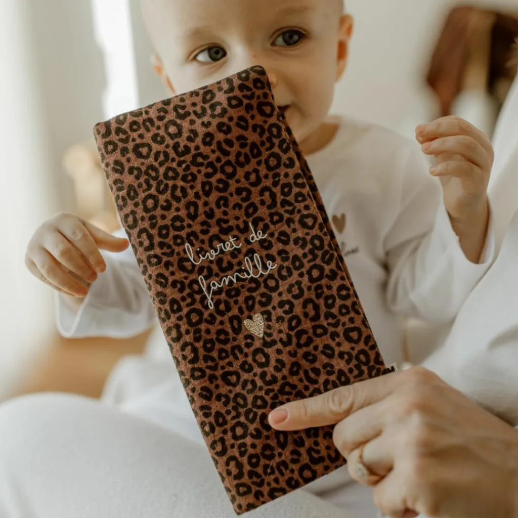 Best Protège livret de famille Gaze Léopard Marron (personnalisable) Protège Carnet De Santé