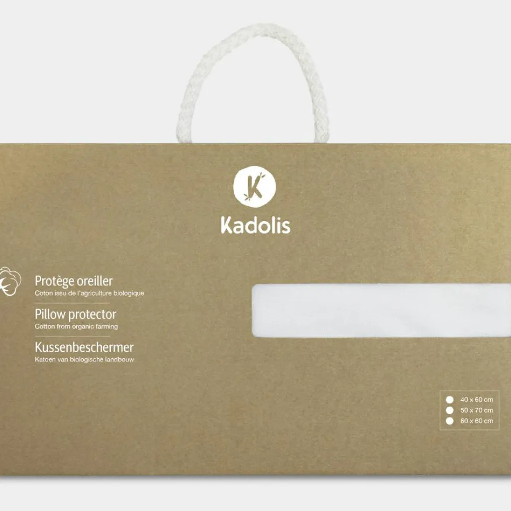 Kadolis Protège oreiller imperméable en coton bio blanc (40 x 60 cm)