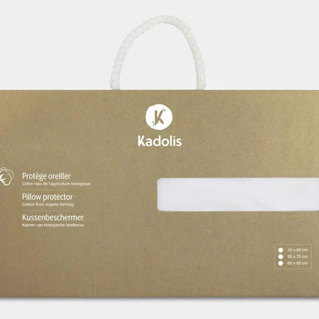 Kadolis Protège oreiller imperméable en coton bio blanc (60 x 60 cm)