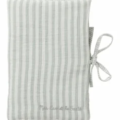 BB & Co Protège-carnet de santé gaze de coton rayé vert de gris