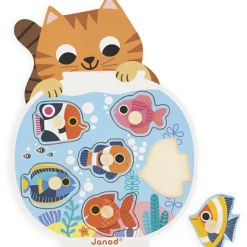 Janod Puzzle à encastrement en bois Aquarium (6 pièces)