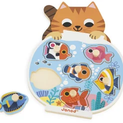 Janod Puzzle à encastrement en bois Aquarium (6 pièces)