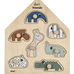 Done by Deer Puzzle à encastrer en bois Deer Friends (7 pièces)