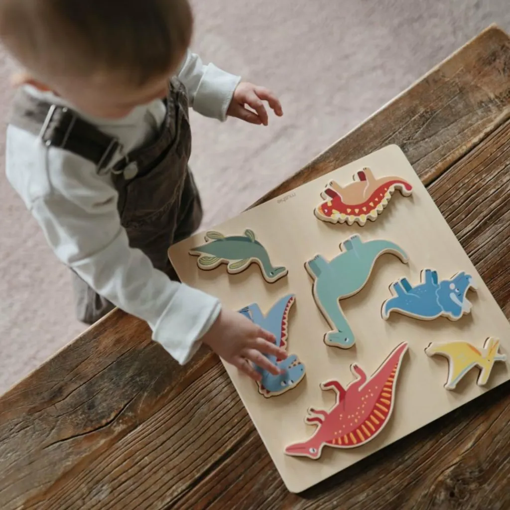 Mushie Puzzle en bois Dino (7 pièces)