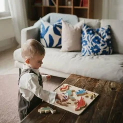 Mushie Puzzle en bois Dino (7 pièces)