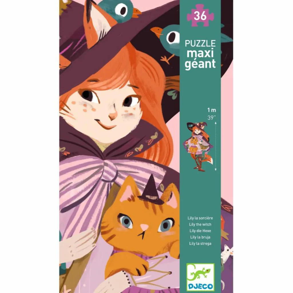Djeco Puzzle géant Lily la sorcière (36 pcs et 1 miniature)