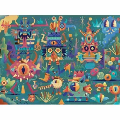 Djeco Puzzle métallisé Wizzy La fête des monstres (50 pièces)