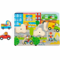 Moulin Roty Puzzle sonore ville en bois Les Popipop