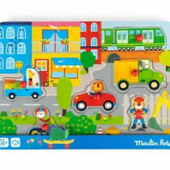 Moulin Roty Puzzle sonore ville en bois Les Popipop