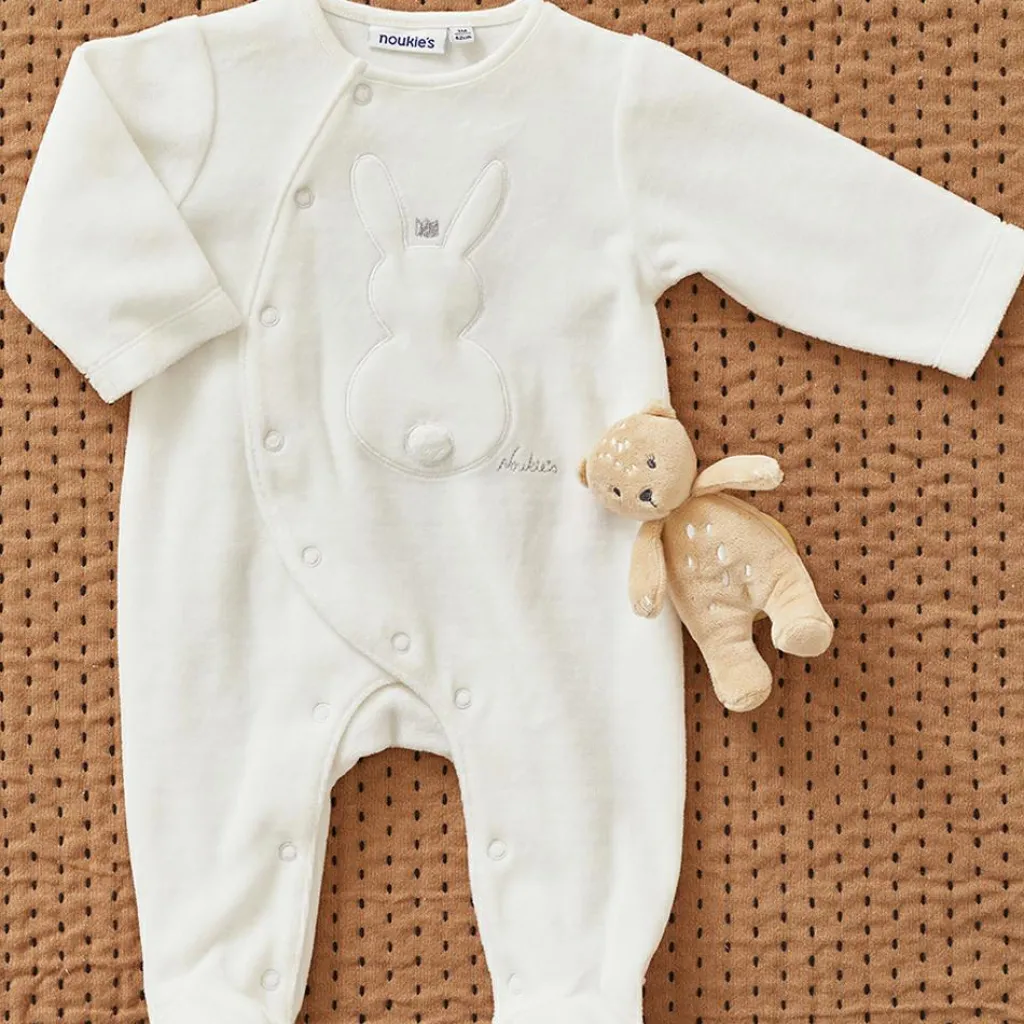 Noukie's Pyjama chaud en velours Lapin écru (prématuré)